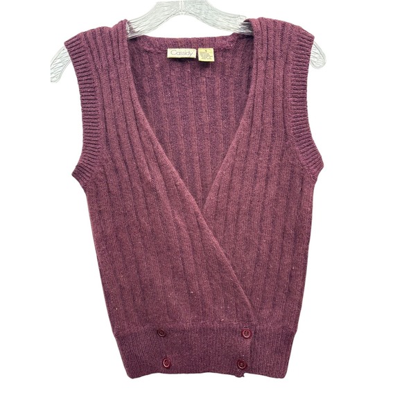 Cassidy Sweaters - Vintage Cassidy Angora Silk‎ Wrap Sweater Vest Plum Soft Girl Cozy 90s Preppy S
